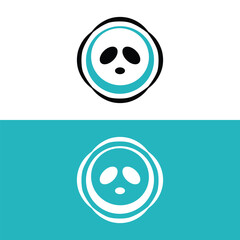 Panda logo design vector template, Loving baby pandas, vector illustration,panda bear cartoon illustration, panda line art logo design
