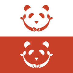 Panda logo design vector template, Loving baby pandas, vector illustration,panda bear cartoon illustration, panda line art logo design