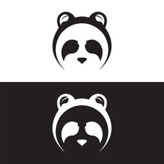 Panda logo design vector template, Loving baby pandas, vector illustration,panda bear cartoon illustration, panda line art logo design