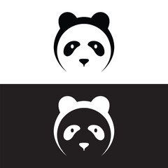 Panda logo design vector template, Loving baby pandas, vector illustration,panda bear cartoon illustration, panda line art logo design