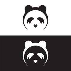 Panda logo design vector template, Loving baby pandas, vector illustration,panda bear cartoon illustration, panda line art logo design