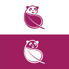 Panda logo design vector template, Loving baby pandas, vector illustration,panda bear cartoon illustration, panda line art logo design