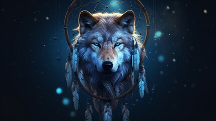 A (minimalist wolf) forming a dream catcher 4k, high detailed, full ultra HD, High resolution - Powered by Adobe
