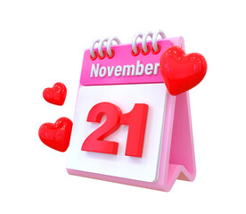 21th Month November Love Calendar 3d