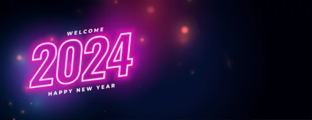 Poster neon style 2024 new year eve celebration wallpaper design © starlineart