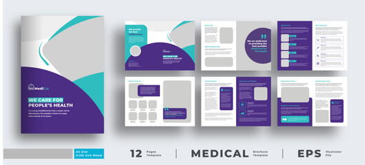 Medical health care brochure, company or business profile brochure template