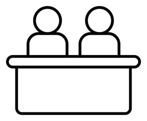 customer service desk icon. line vector isolated on white background, simple and modern design.