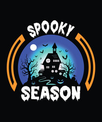 Spooky Season Happy Halloween Shirt Print Template, Witch Bat Cat Scary House Dark Green Riper Boo Squad Grave Pumpkin Skeleton Spooky Trick Or Treat