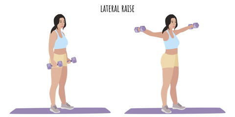 Asian woman doing lateral raise exercise