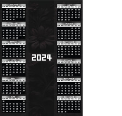 Monthly Modern well calendar design 2024, One page 2024, 2024 yearly Premium calendar for hanging on the wall, KDP calendar design