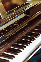 Fototapeta na wymiar Classic grand piano keyboard close-up