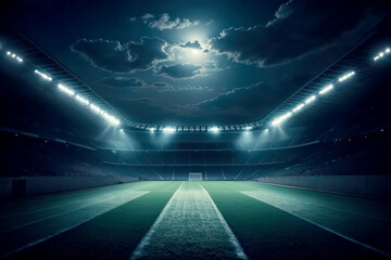 Blank Stadium Under the Stars, Nighttime Venue Photography, AI Generated
