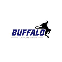 attack buffalo  logo design. Vector illustration of Aggression wild bull attack. modern logo design vector icon template