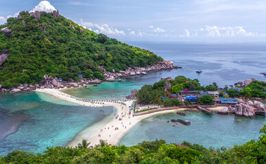 View point of beach and sea in Koh nang yuan island in koh tao area