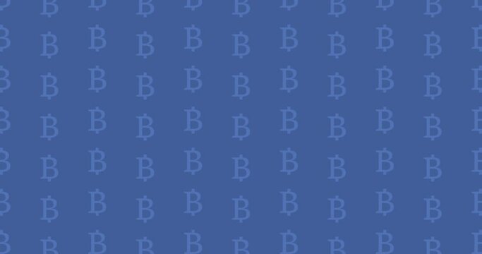Animation of bitcoin pattern on blue background