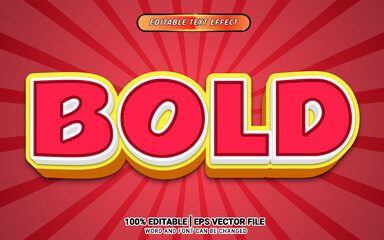 Bold red 3d cartoon style vector text effect template design