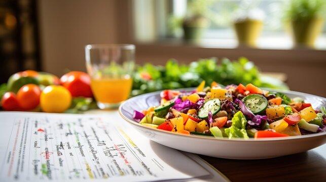 Colorful Salad with Nutrition and Diet Guidebook