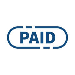 Paid Stamp In Blue Line Rounded Rectangle Shape For Label Confirmation
