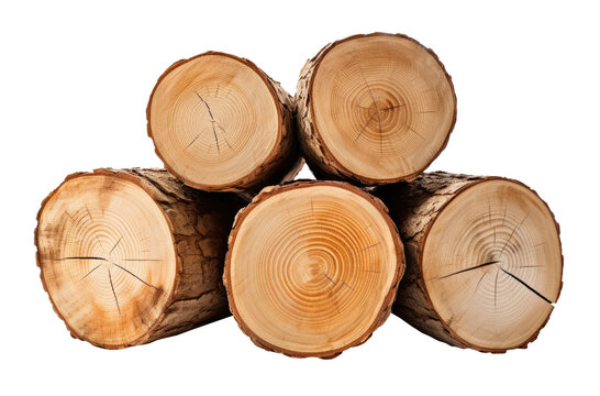 Stack of logs isolated on transparent background