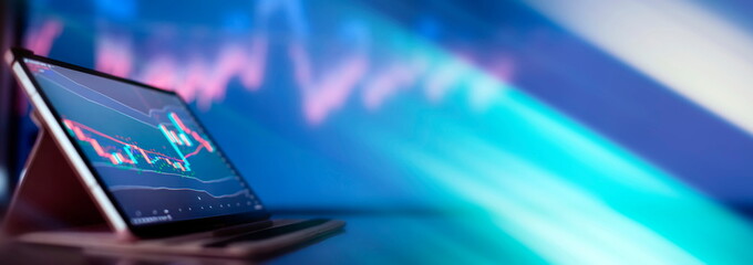 Analysis of financial charts on the screen. Asset Investment Chart Business and Finance