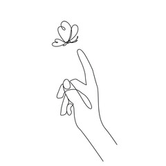 Butterfly and hand clipart elegance minimalist linear outline artwork 