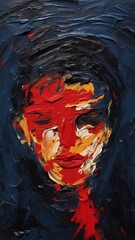 Fototapeta premium Generative AI Impasto girl painting in the style of Chaim Soutine min