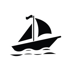 Sailboat icon silhouette design template isolated