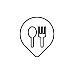 Restaurant map pointer with spoon and fork icon
