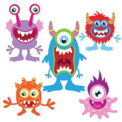 Fotobehang Cute colorful monsters vector cartoon illustration © primus44