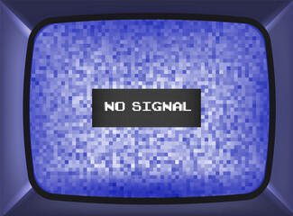 No TV signal on retro televisor.No signal on television. pixel art .8 bit retro game.monitorinterference. television noise.