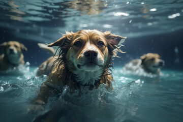 dog swimming underwater