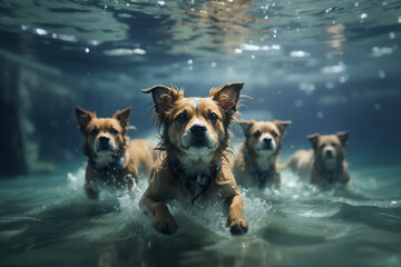 dog swimming underwater