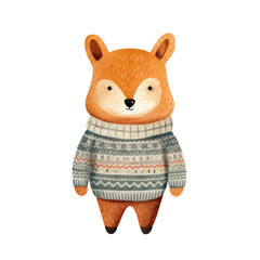 watercolor Christmas forest animal clipart