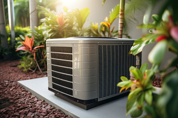 air conditioner unit in warm climate - obrazy, fototapety, plakaty