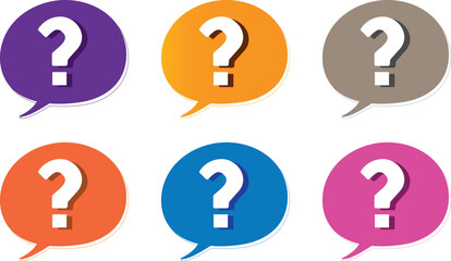 Question mark sign icon, Round colorful 6 buttons