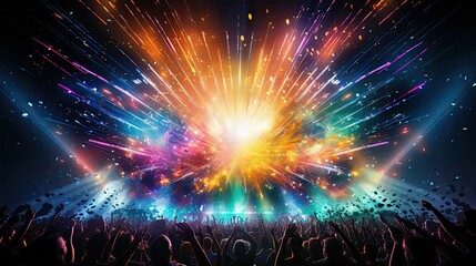 Electrifying Music Festival with firework display - obrazy, fototapety, plakaty