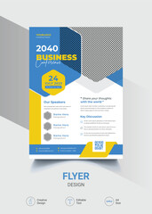 Conference flyer design template, creative business conference, professional event flyer, a4 size printing design