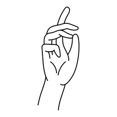 Hand gesture in minimal black line style
