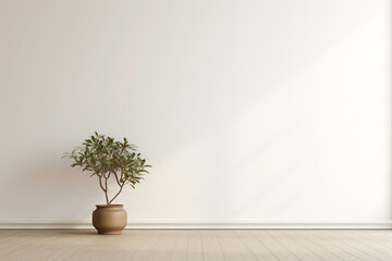 Room apartment modern decorative house floor wall home design empty white interior plant