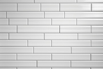 White metro tile with horizontal subway brick pattern, suitable for indoor and outdoor building designs. Glossy finish enhances interior appeal. Generative AI