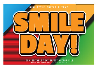 smile day editable text effect emboss comic style