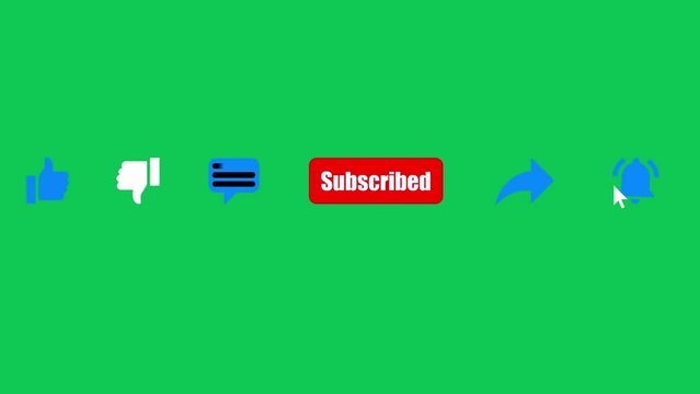 like, comment, share, subscribe and press the bell icon video animation for social media channels and pages. YouTube and Facebook subscribers and followers