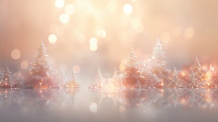 Fototapeta na wymiar a blurry photo of a christmas scene with trees and lights. generative ai