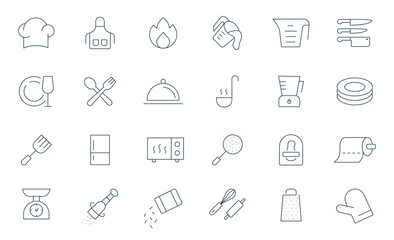 Kitchen line icon set. Cooking, Kitchen Tools icons vector illustration