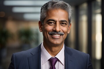 Headshot close up portrait of indian or latin confident mature good looking middle age leader, ceo...