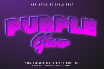 purple glow editable text effect emboss comic style