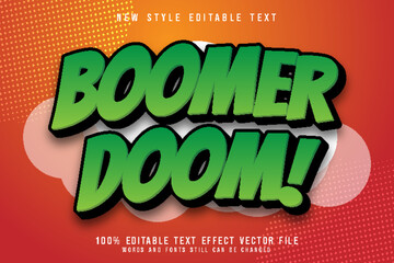 boomer doom editable text effect emboss comic style - obrazy, fototapety, plakaty