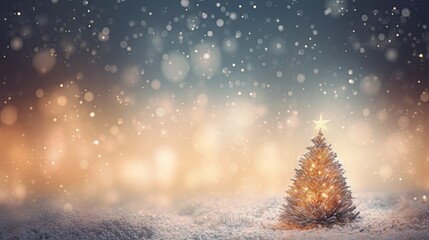 Obraz na płótnie Canvas a small christmas tree in the snow with a star on top. generative ai