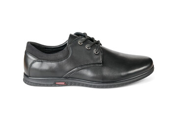 Right leather men's shoe isolated on a white background.