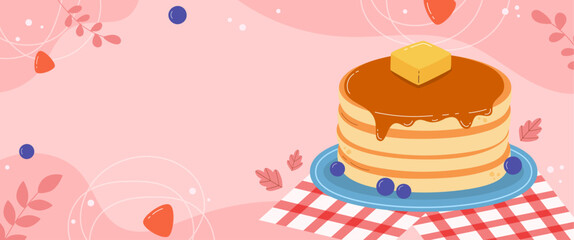 Flat design of cute pancake day banner